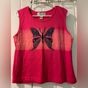Butterfly cropped tank top-large like new